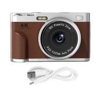 Fockety Fotocamera Digitale 4K, Autofocus da 48 MP 16x Zoom da 2,8 Pollici Screen Telecamera Viaggio Compatta con Scheda di Memoria da 32 GB, Fotografie Video Vlogging Principianti (BROWN)
