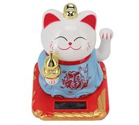 Fockety Gatto ondeggiante Fortunato Alimentato ad energia Solare, Feng Shui Mano ondeggiante Zampa su Gatti di buona Fortuna ricchezza, Cinese buona Fortuna Gatto figurina Ornamento (Blu)