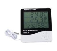 Fockety Igrometro Digitale, Ampio Display LCD Termometro per Interni Misuratore di umidità Mini Igrometro con Orologio Monitoraggio della Temperatura e dell'umidità Termometro per (-2)
