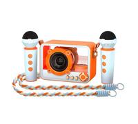 Fockety Karaoke, Altoparlante Portatile con 2 Microfoni Wireless, Tecnologia BT 5.3, Gancio Nascosto, Batteria Ricaricabile, per Feste in Casa, Campeggio, Viaggi (ORANGE)