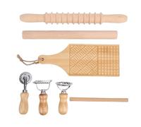 Fockety Kit di Strumenti per Fare la Pasta, Kit per Fare la Pasta in Legno Portatile Multifunzionale Kit di Strumenti per Pasta per Spaghetti con Rullo per Pasta Filettato in Legno per