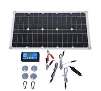 Fockety Kit Pannello Solare 100W 12V, con regolatore di Carica 20A 12V/24V, Spina accendisigari e 2 moschettoni, Caricatore Solare Impermeabile IP67 per Barche, rimorchio