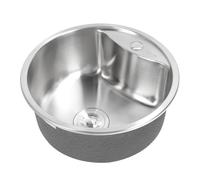 Fockety Lavello a Barra Rotonda, Lavello a Ciotola Singola in Acciaio Inossidabile 304 con Foro del Rubinetto, Lavello da Cucina a Forma Tondo Elegante per Barra da Bagno in Cucina
