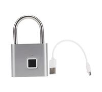 Fockety Luogo di Impronta Digitale, 0,5S Sbloccare Raggio di Bloccaggio in Acciaio Inossidabile Impermeabile con 10 Impronte Digitali di Ricarica USB, Blocco a Impronta (SILVER)