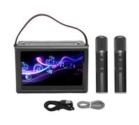 Fockety Macchina per Karaoke Portatile, Altoparlante WiFi 5.4 Party, con 2 Microfoni Wireless, Testi delle App Visualizzano il di Karaoke Professionale per le Riunioni Familiari