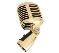 Fockety Microfono Dinamico, Microfono Broadcast Dal Design retrò Vintage, da Studio Cardioide con Supporto Autotensionante per la Registrazione in Studio di Spettacoli Dal e Strumenti Vocali (GOLD)