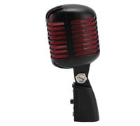 Fockety Microfono per Voce Dinamico retrò Classico, Microfono Cardioide Stile Vintage, Uscita del Segnale Elevato, Rack Rotante Autotensionante in Lega di Zinco, per Spettacoli Teatrali,