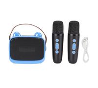 Fockety Mini macchina per karaoke giocattolo, altoparlante Bluetooth con doppia riduzione del rumore e 2 microfoni wireless, ideale per l'educazione prescolare, la casa, i viaggi (BLUE)