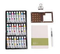 Fockety Mini Set di Colori Ad Acquerello, Tavolozza in Legno con 15 Griglie e 24 Colori Set da Viaggio Ad Acquerello di Acquerelli Tascabili per Artisti, Schizzi All'aperto o Urbani (noce 2)