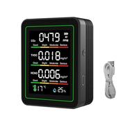 Fockety Monitor della qualità Dell'aria, Sensore a Infrarossi NDIR 5 in 1 CO2 TVOC HCHO Rilevatore di umidità della Temperatura con Schermo LCD a Colori, per Monitoraggio in Tempo Reale