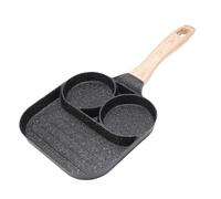 Fockety Padella per Uova, Padella Antiaderente per Colazione in Lega di Alluminio con Manico in Legno per Fornelli a Gas, Piano Cottura a Induzione, Padella per Uova per Frittate, Pancake, (3 Sezione)