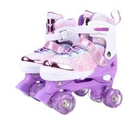 Fockety Pattini a Rotelle per Bambini da 6 a 12 Anni, 4 Taglie Regolabili, Pattini a Quattro Ruote Luminosi con Ruote Lampeggianti, a Rotelle Luminosi per Esterni e Interni (S)
