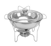 Fockety Piatti a Sfregamento Rotondo, Scaldamani in Acciaio Inossidabile con Contenitore di Carburante per Coperchio in Vetro, Chiacchiere e Caldo a Buffet Rotondo a Buffet per Piatti a (6L)
