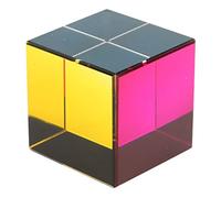 Fockety Prisma Cubico, Mini Vetro Ottico con Miscelazione Colori, Affascinante Prisma Acrilico Colorato con Panno per la Decorazione Artistica e da Scrivania, Accessori Fotografici (40 mm)