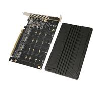 Fockety Quad M.2 Nvme Un Adattatore Pcie, 4 Dischi 32 Gbps Scheda Soft Ssd Ispessito Stabile Espansione Cad Lega di Aluminio Quad Pcie 4.0 una Scheda Nvme per l'Espansione del Computer
