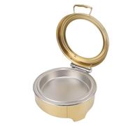 Fockety Scaldavivande Elettrico Rotondo, Set da Buffet Scoldavivande in Acciaio Inossidabile da 6 Litri 300 w con Coperchio in Vetro a Vista, Set da Buffet Scoldavivande con (Oro placcato)