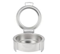 Fockety Scaldavivande Elettrico Rotondo, Set da Buffet Scoldavivande in Acciaio Inossidabile da 6 Litri 300 w con Coperchio in Vetro a Vista, Set da Buffet Scoldavivande con (SILVER)