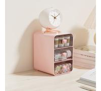 Fockety SCATOLA Portaoggetti DA SCRIVANIA, TIPO DI CASSETTO Salvaspazio in Plastica Trasparente Design Raffinato Portaoggetti in Plastica Resistenne per la Casa del Dormitio degli (Piccolo piggy rosa)