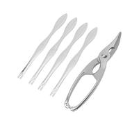 Fockety Set Cracker per Granchio, Cracker per Granchio in Acciaio Inossidabile Lucidato a Specchio, Strumenti per di Frutti di Mare con 4 Forchette a Doppia estremità e Scatola di Immagazzinaggio