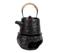 Fockety Set da tè in Ceramica Grezza, Teiera in Ceramica Resistente Al Calore con Bruciatore Ad Alcool Riscaldamento Stabile, Teiera Giapponese Portatile per la Preparazione del tè Nero