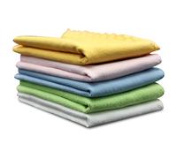 Fockety Set di Panni per Pulizia Laptop in Microfibra per Occhiali LCD con Bordi Frastagliati, 5 Pezzi in Macrofibra Bianco Rosa Blu Arancione Verde per Suonatori di Strumenti e Studenti di Musica