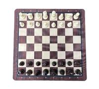 Fockety Set di Scacchi in Legno, Classico Gioco da Tavolo Strategico con Pezzi degli Scacchi Simulati con Venature del Legno, Base Rinforzata, Griglia Trasparente, Gioco di (Beige marrone scuro)