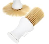 Fockety Spazzola per Capelli Morbida per Spolverare il Collo con Pressatura per Talco, Dimensioni Portatili per Uso in Viaggio, Nera (WHITE)