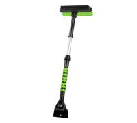 Fockety Spazzola per e Raschietto per Ghiaccio per Parabrezza Auto, Asta Estensibile in Lega di Alluminio, Testina Girevole Rinforzata, Impugnatura in Schiuma EVA, per SUV (GREEN)