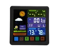 Fockety Stazione Meteorologica per la Casa, Monitoraggio dell'umidità della Temperatura Termometro Esterno Termometro Climatico Orologio Meteo con Sensore Remoto per Giardini, (TS-3310-BK nero)