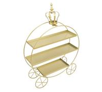 Fockety Supporto per cupcake a 3 livelli, espositore per cupcake e dessert a forma di carrozza principessa in metallo dorato, supporto da tavolo per dessert personalizzato per feste (GOLD)