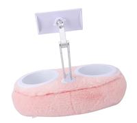 Fockety Supporto per cuscino per tablet, morbido supporto per telefono regolabile in peluche con rotazione a 360° e ciotola per snack staccabile, per leggere (Ciotola doppia rosa chiaro (4-13