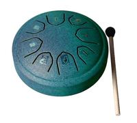Fockety Tamburo Con Lingua Ad Acciaio, Tamburo Handpan da 4,5 Pollici Con 8 Note Con Mazzuolo, Strumento A Percussione Con A Mano Con Tasto C per Bambini, Adulti e Principiti (GREEN)