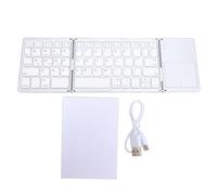 Fockety Tastiera Bluetooth Pieghevole con Touchpad, Tastiera Wireless Portatile, Supporto per da Viaggio con Sonno Automatico Ricaricabile, Tastiere Pieghevoli Tascabili Ultra (SILVER)