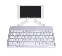 Fockety Tastiera Bluetooth Pieghevole, Tastiera Wireless Portatile Ricaricabile con Supporto, Tastiere da Viaggio Pieghevoli Ultra Sottili per Tablet, Laptop e Smartphone (Argento Bianco)