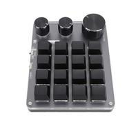 Fockety Tastiera Meccanica, 16 Tasto 3 Manopole Bt 2.4g Wired 3 Modelli Switch Rosso Personalizzare la Tastiera da Gioco USB, Tastiera Programmabile per i Videogiochi per i Videogiochi (BLACK)