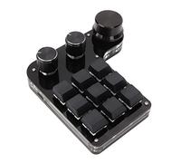 Fockety Tastiera Meccanica A una Mano, Mini Tastiera da Gioco Programmabile Retroilluminata RGB A 9 Tasti Con 3 Manopole, Interrutture Blu MultifunZale Plug and Play Scorciatoia