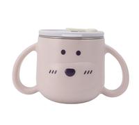 Fockety Tazza Termica per Bambini con Cannuccia, Tazza per Latte per Asilo in Design Cartoon in Acciaio Inossidabile 316L, Tazze per Bambini a Doppia Parete da 250 Ml Barattolo (PINK)