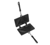 Fockety Teglia per Panini a Doppia Faccia, Padella Antiaderente per Tostapano a Lega di Aluminio, Padelle con Coperchio Ribaltabile, Uova, Panini, Crepes, Frittata, Padella, Casseruola (BLACK)