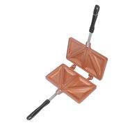 Fockety Teglia per Panini a Doppia Faccia, Padella Antiaderente per Tostapano a Lega di Aluminio, Padelle con Coperchio Ribaltabile, Uova, Panini, Crepes, Frittata, Padella, Casseruola (GOLD)