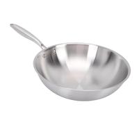 Fockety Wok in Acciaio Inossidabile, Padella Antiaderente Professionale con Manico Fresco, Lavabile in Lavastoviglie e Forno Padella Wok per Fornelli Elettrici, a Induzione e a Gas (32CM)