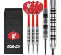 FOCO Alette con licenza ufficiale del Liverpool FC con 80% tungsteno, set per freccette Red Dragon da 24 g, con asta per freccette e portafoglio per freccette, accessori professionali per freccette