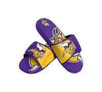 FOCO, Ciabatte da uomo in gel della squadra NFL Minnesota Vikings, colorblock, con grande logo, taglia L