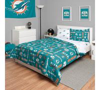 FOCO Miami Dolphins NFL Team Color Bed In a Bag Comforter Bedding 5 Piece Full Set
