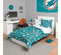 FOCO Miami Dolphins NFL Team Color Bed In a Bag Comforter Bedding 5 Piece Twin Set