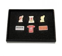 FOCO Set di 6 spille con licenza ufficiale del Liverpool FC, merchandising ufficiale della squadra di calcio, spille e stemmi smaltati da collezione, regalo per tifosi del Liverpool e tifosi di calcio