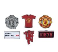 FOCO Set di 6 spille con licenza ufficiale Manchester United FC, merchandising ufficiale della squadra di calcio, spille e stemmi smaltati da collezione, regalo per tifosi del Manchester United e