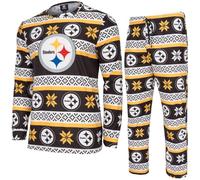 FOCO Set Pigiama Invernale Natalizio per Squadra NFL - Pantaloni e Camicia, L