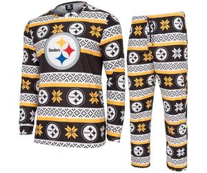 FOCO Set Pigiama Invernale Natalizio per Squadra NFL - Pantaloni e Camicia, L