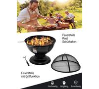 Lund Focolare con parascintille e funzione grill Ø57 cm con coperchio ruggine