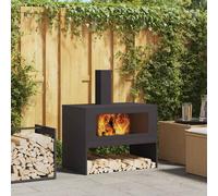 vidaXL Focolare con Camino Nero 80x50x96 cm Acciaio